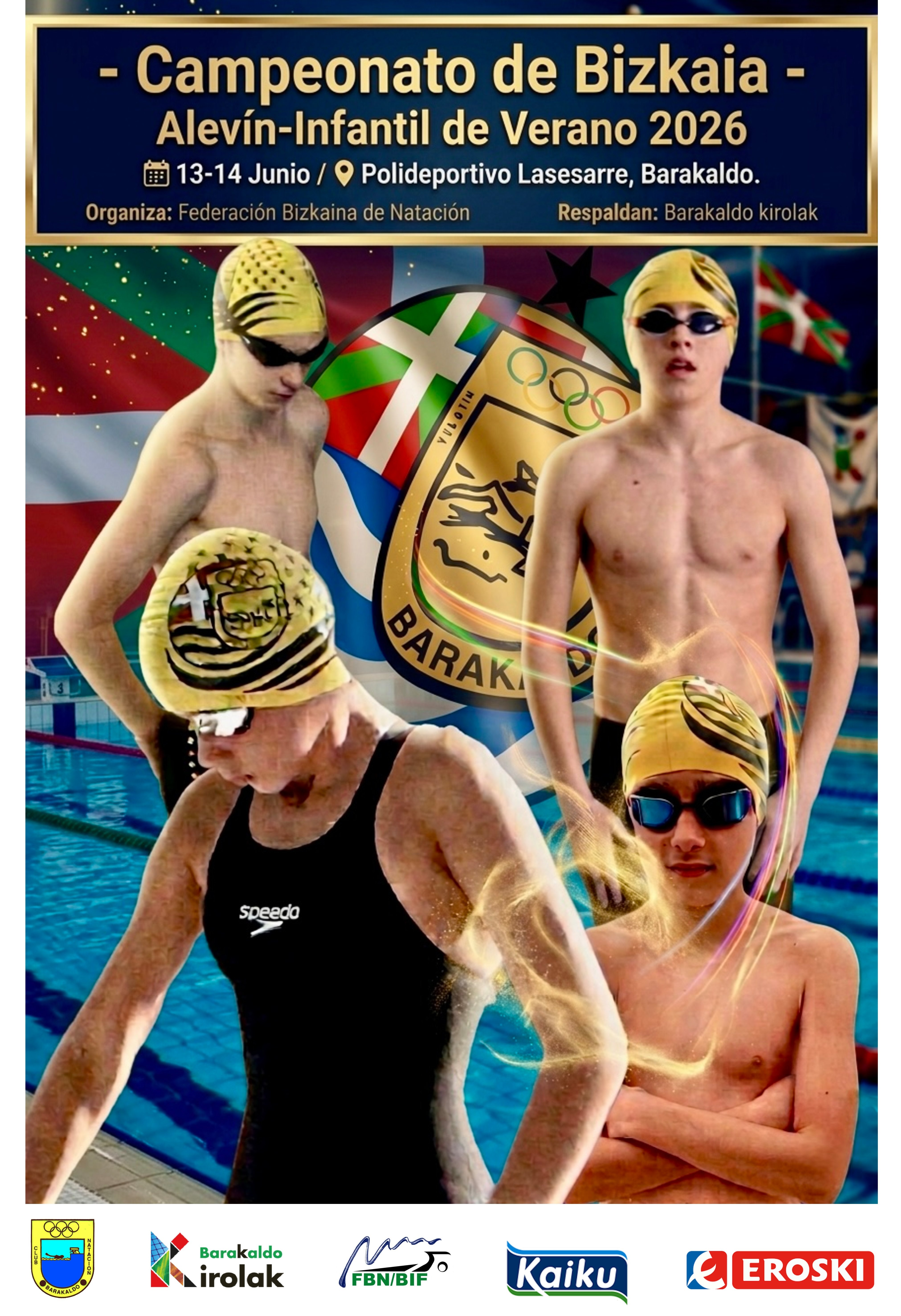 Cartel Campeonato Natación Alevín e Infantil Bizkaia 2026